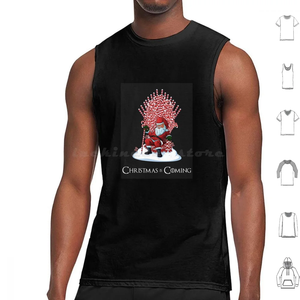 Christmas Is Coming Santa Candy Cane Throne Tank Tops Vest Sleeveless