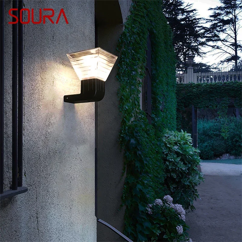 

SOURA Contemporary Solar Outdoor Wall Lamps Simplicity Waterproof Creative Balcony Hallway Courtyard Villa Gate Hotel