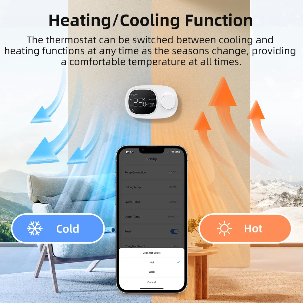 AVATTO Tuya WiFi Heating/Cooling Water Gas Boiler Temperature Controller,Low Power Battery Smart Thermostat,Alexa Google Home