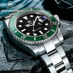 ADDIESDIVE Homens Relógio De Mergulho De Aço Inoxidável, Super Luminous Quartz Business Watch, Europeu e Americano