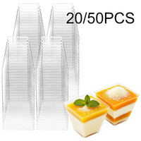 20/50PCS Disposable Plastic Dessert Cups Transparent Ladder Shaped Mousse Cups Wedding Party Cake Fruit Ice Cream Food Container