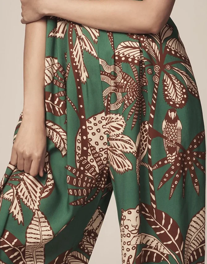 Women Jumpsuits Summer New Fashion Female Tropical Print Spaghetti Strap Back Shirred Jumpsuit Women's Casual Loose Rompers