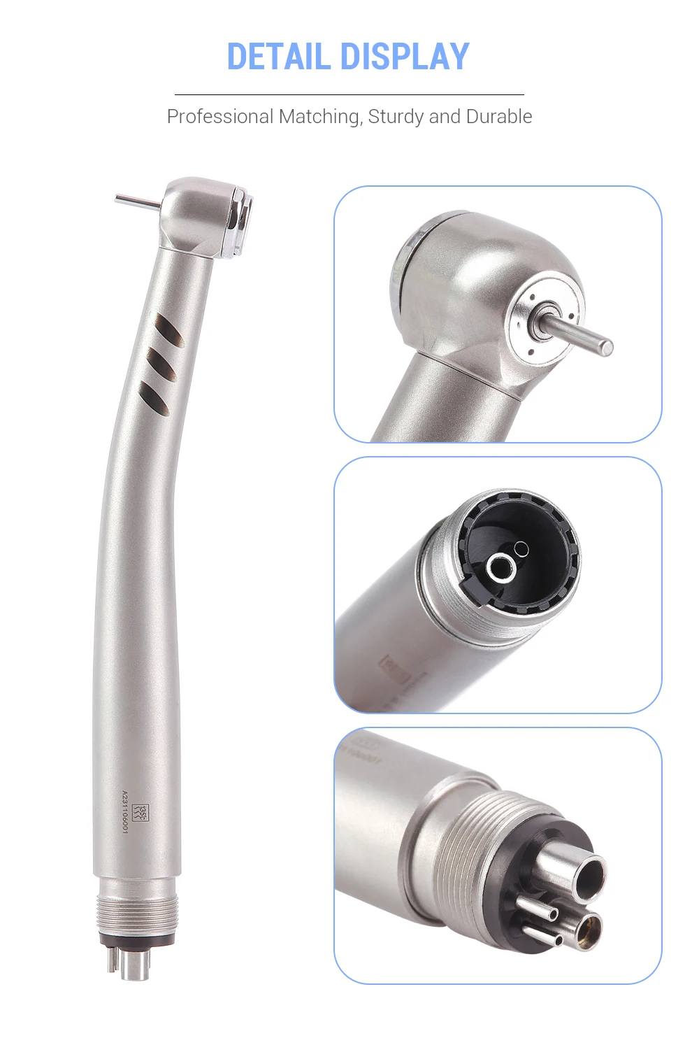 AZDENT Dental High Speed Handstück Keramik Lager Drehmoment Kopf Push Button Triple Wasser Spray 2/4 Löcher Zahnmedizin Werkzeuge – Detail 3