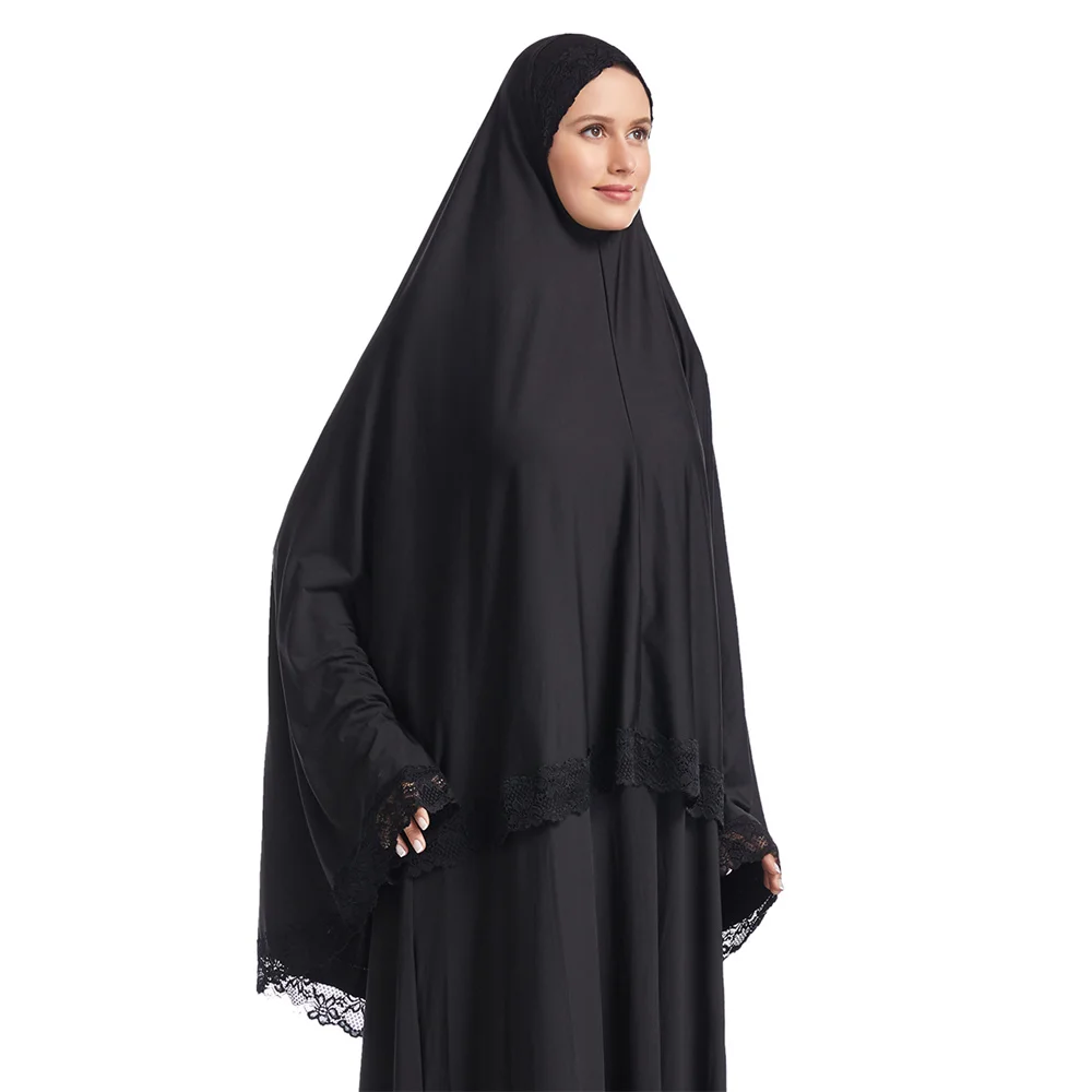 Grote Khimar Hijab Moslim Vrouwen Lange Sjaal Overhead Hijaabs Islam Gebed Kledingstuk Kleding Arab Ramadan Borst Cover Sjaal Wraps Cap