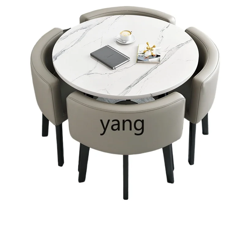 

LH simple negotiation table and chair combination meeting training round table milk tea shop table and chair