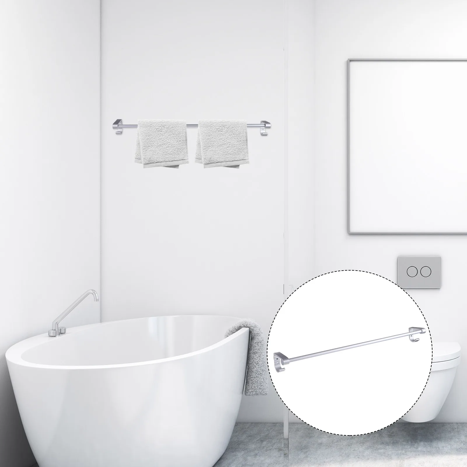 

Aluminum Space Aluminum Towel Rack Modern Simple Design Bathroom Wall Mounted Holder Hooks for Towels Robes Clothes