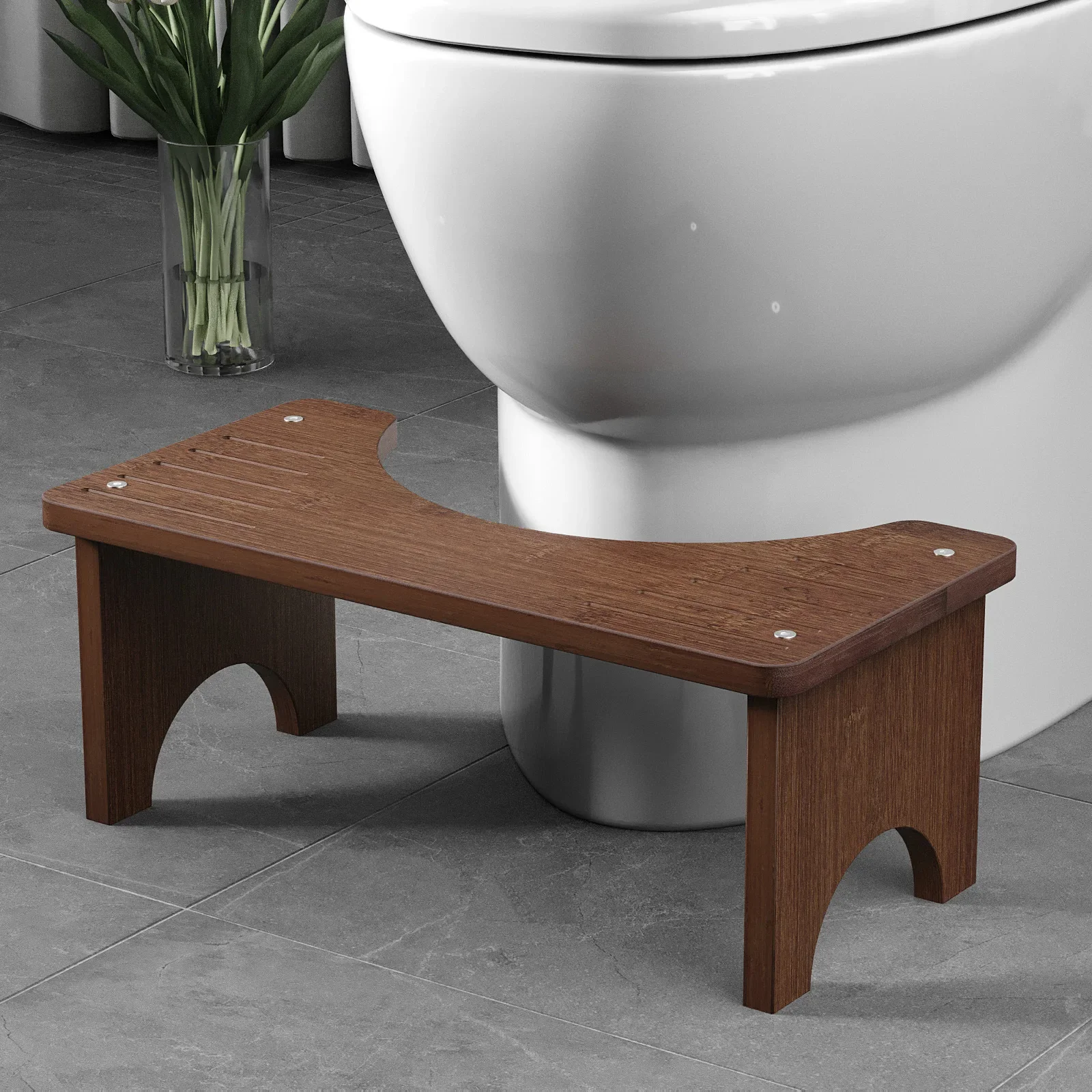 頑丈な木製トイレ用踏み台（大人用）、頑丈な支持梁と幅広の台座付き-軽量でトイレトレーニングに役立ちます