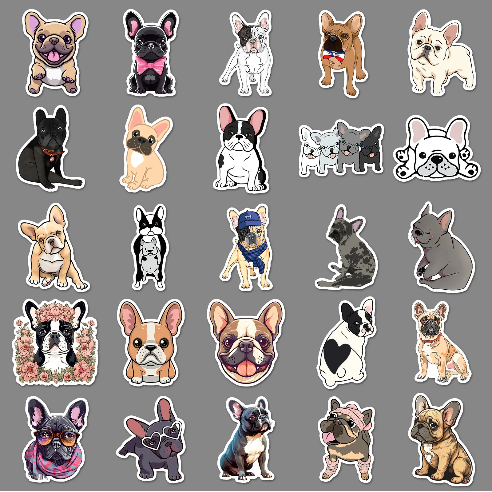 

10/50PCS Cute Cartoon French Bulldog Animals Dog Sticker DIY Water Cup Phone Case Stationery Box Waterproof Decal Kids Toy