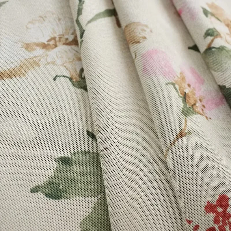 Cortinas opacas con estampado para sala de estar, comedor, dormitorio, algodón, lino, ventana Beige, cortinas de estilo nórdico americano personalizadas