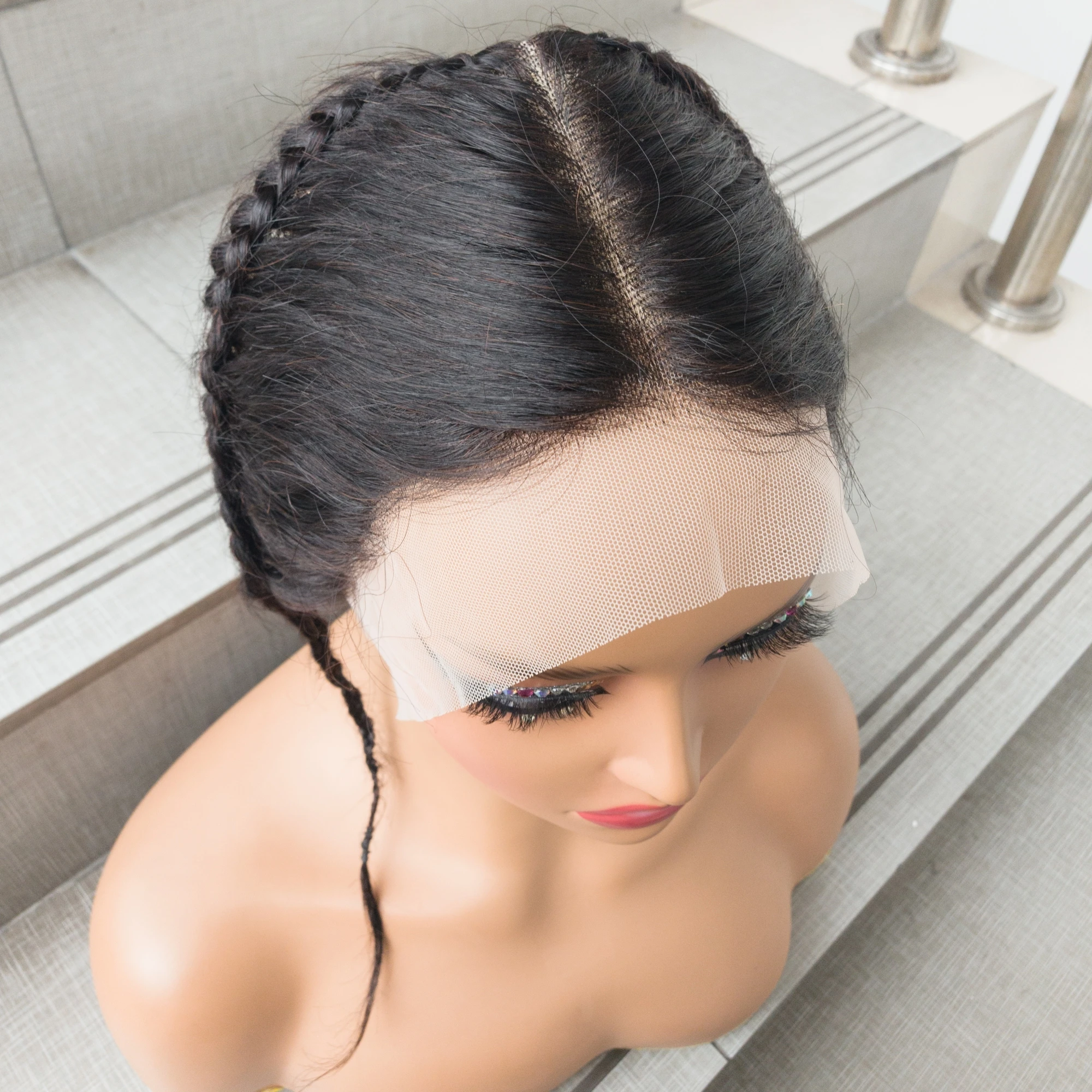 

13x4 Прямые кружевные фронтальные парики с косами 10-14 дюймов Remy Бразильские человеческие волосы Фронтальные кружевные парики для париков с повязкой на голову Натуральные волосы