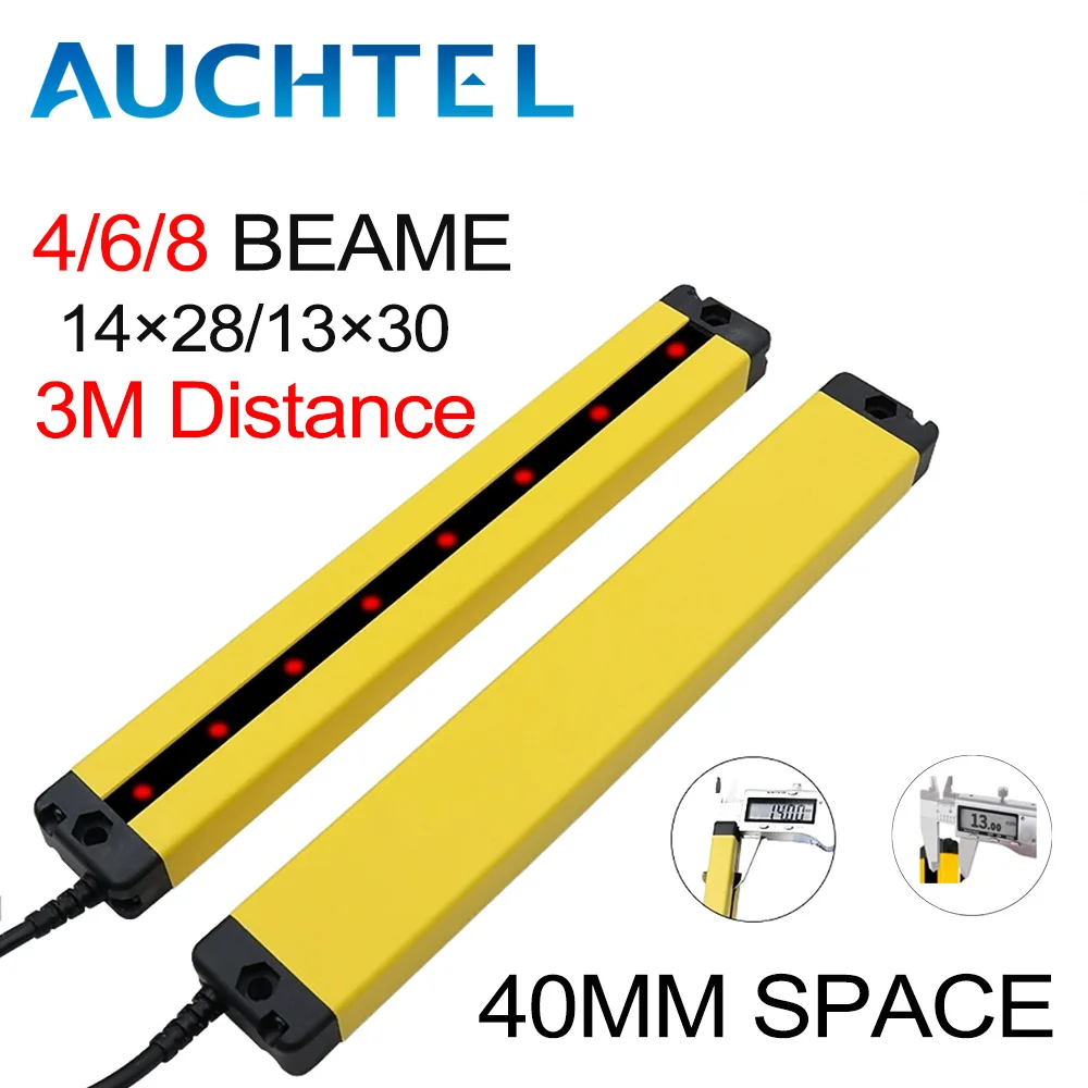 

Защитная световая завеса AUCHTEL 14X28 RC/H40 4/6/8 луча 0,2-3 м, расстояние обнаружения узкого пространства, ультратонкая решетка, защита устройства