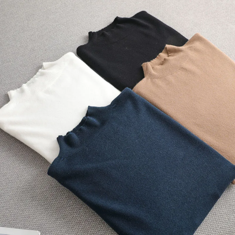 Basic Loose soft solid color turtleneck knitted Sweater Pullover Women Casual Long Sleeve chic bottom Sweater Female Jumpers top