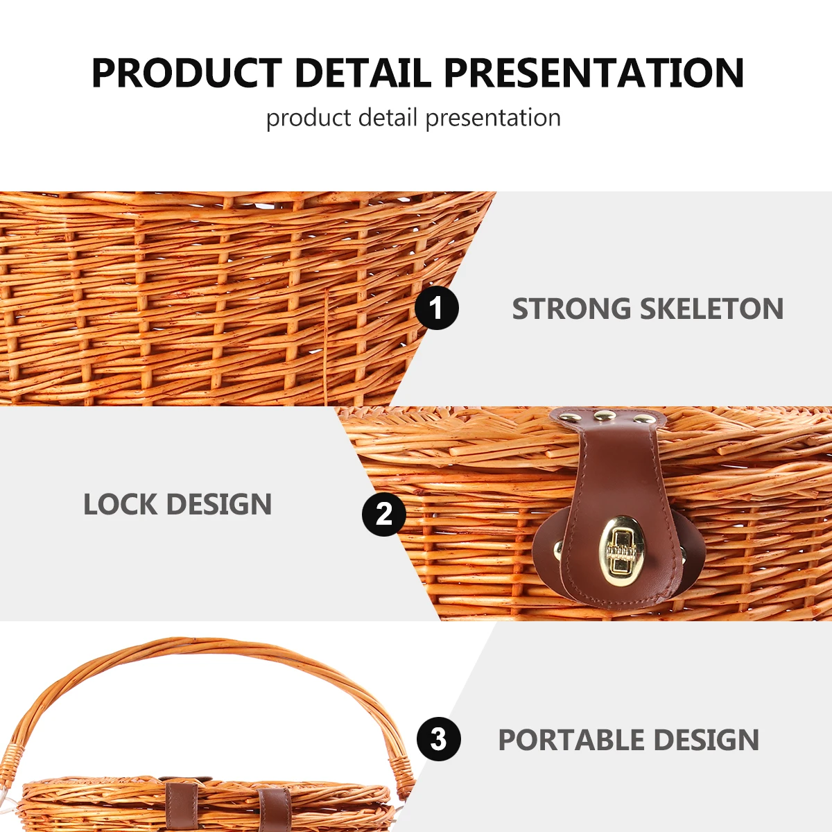 

Natural Bicycle Basket Large Capacity Creative Design Style Bike Accessory Upgraded Front Carrier for Bicycles for Bikes
