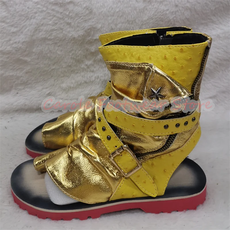 فاسق برشام مشبك حزام الوجه يتخبط الصنادل للرجال عالية أعلى الجوف التدريجي الصيف أحذية باردة الذكور اللمحة تو الترفيه أحذية من الجلد #1