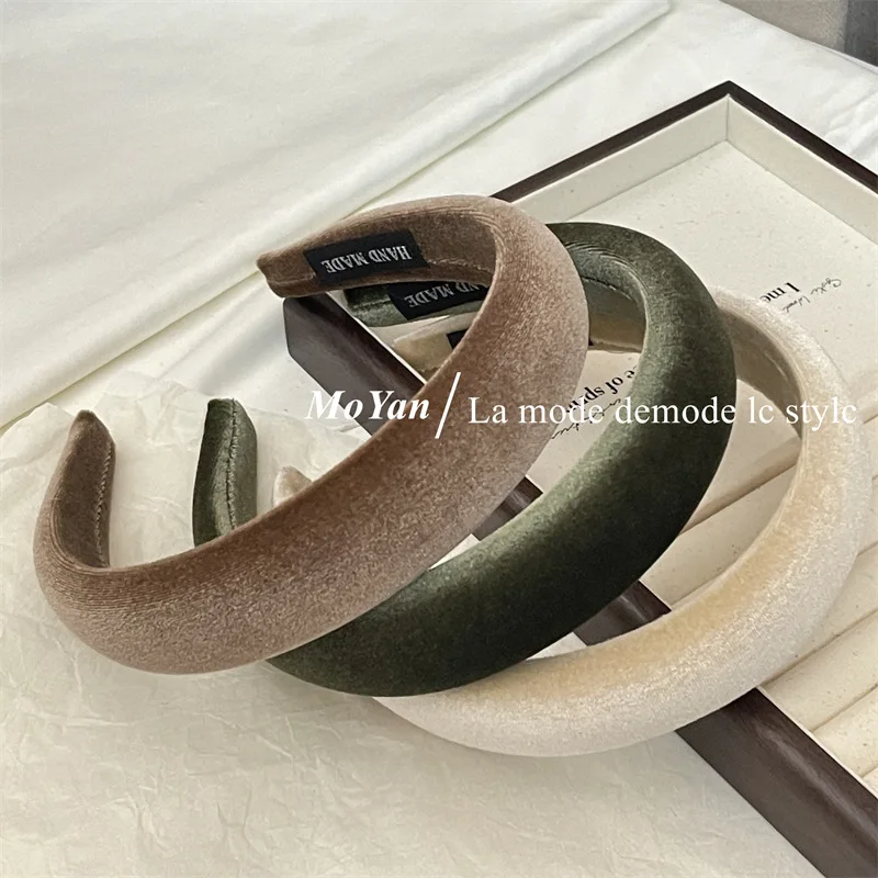 Vintage Hairbands for Girls Velet Hair Hoops 3cm Width Hair Band With Sponge Hair Accessories for Women French Style Elegant