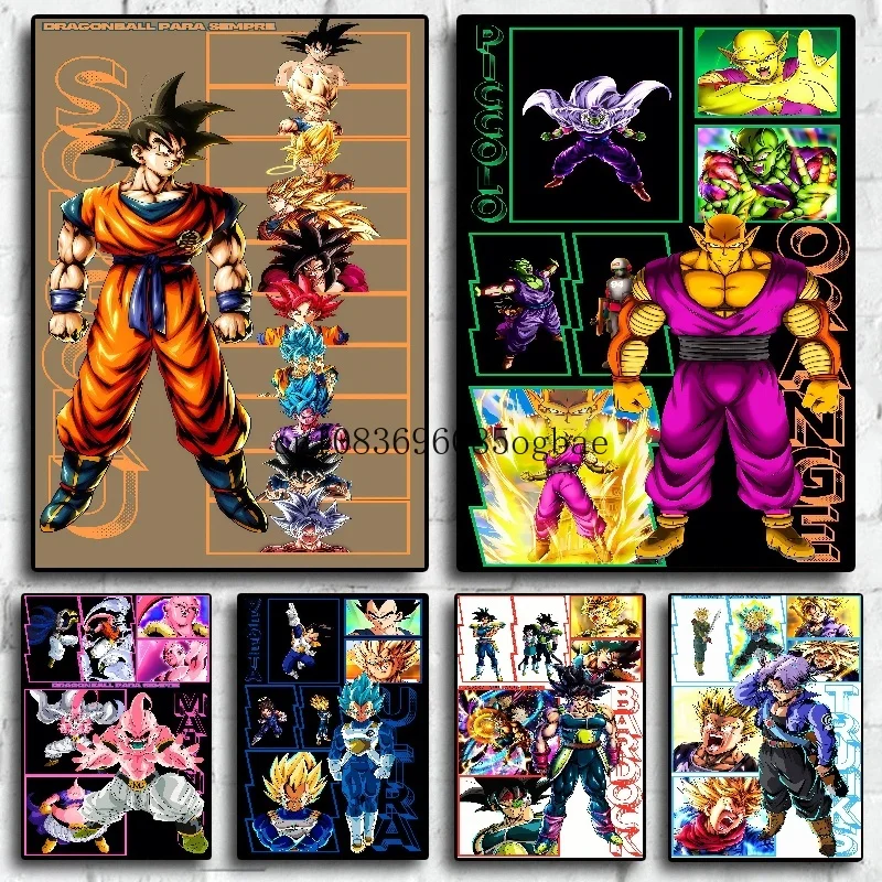 

High Quality Dragon Ball Poster Super Saiyan Goku Anime Wallpapr Vegeta Home Decoration Painting Wall Art Kid Birthday Gifts