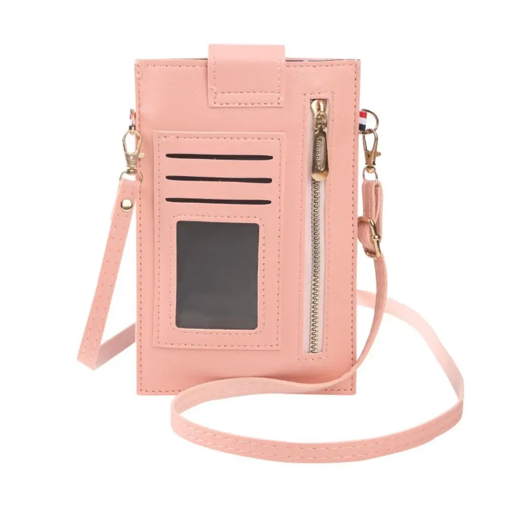 Cute PVC Vertical Shoulder Phone Bag Vertical Shoulder Cell Phone Purse Square Mini Student Crossbody Bag Card Holder Bag