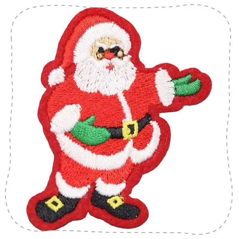 Santa Claus Embroidered Iron On Patch DIY Fabric Label Clothes Patch Embroidery Applique Garment Accessories DIY Badge