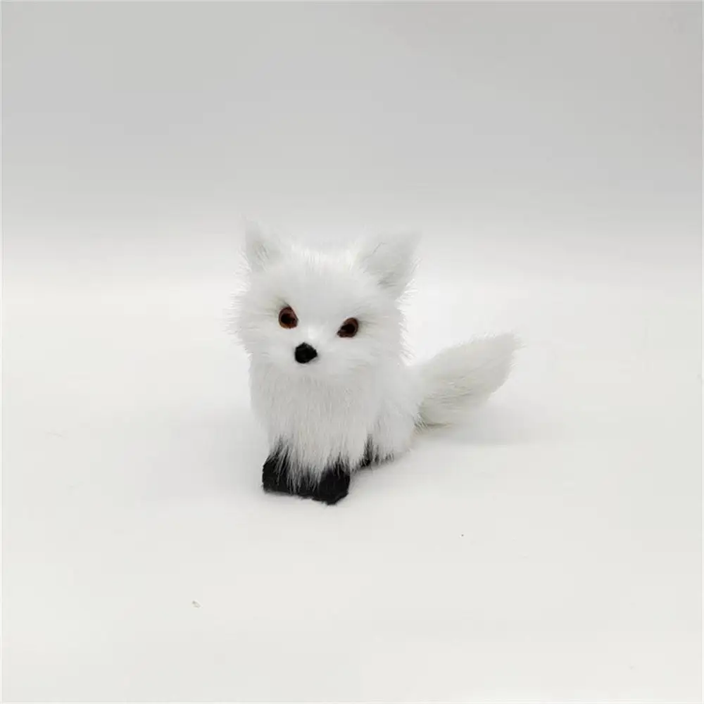 Figurines en peluche SLaura rel pour enfants, mini modèle de simulation accroupi, ornements mignons de renard 216.239., cadeaux d'anniversaire, décoration d'intérieur, artisanat