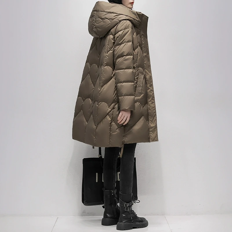 

2026 Winter New Korean version White Duck Down Hooded Jacket for Women Windproof Snow Pike Fashion Female Warm Thicken Down Coat