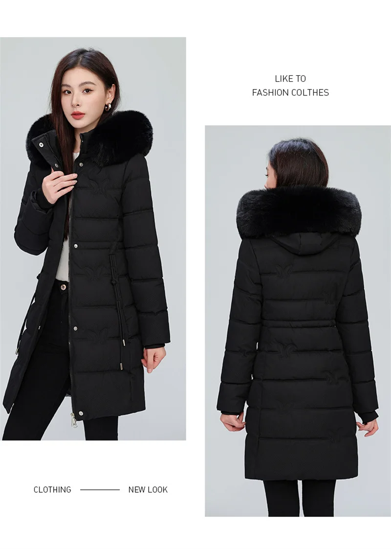 Women's Winter Parka Coat Hooded Korean Version Lady Down Cotton Jacket Warm Temperament Ladies Cotton Padded Outerwear
