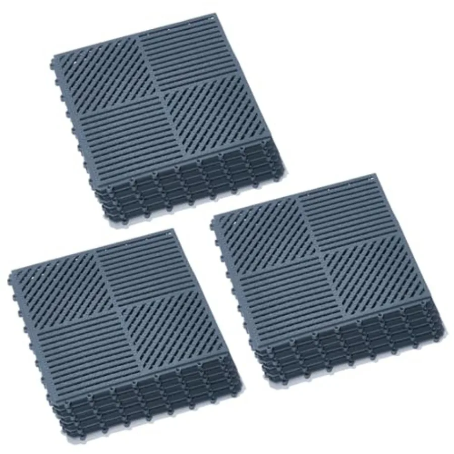 Interlocking Drainage Tiles Double Non-Slip Tiles Mat with Drain Holes for Pool, Bathroom, Shower, Pantry, Patio, Boat, Pet Are
