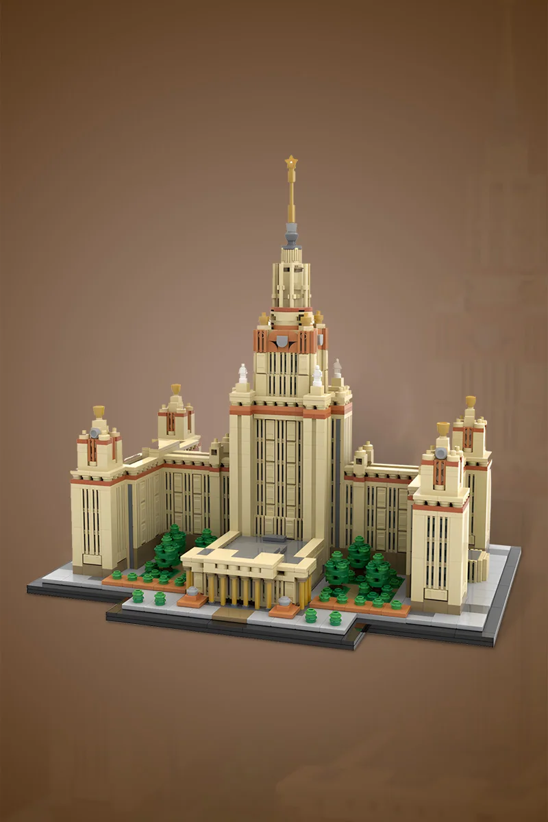 Gobricks MOC Moscow State University 1:800 Scale Building Blocks Model M. V. Lomonosov University Architecture Bricks Toys Gifts