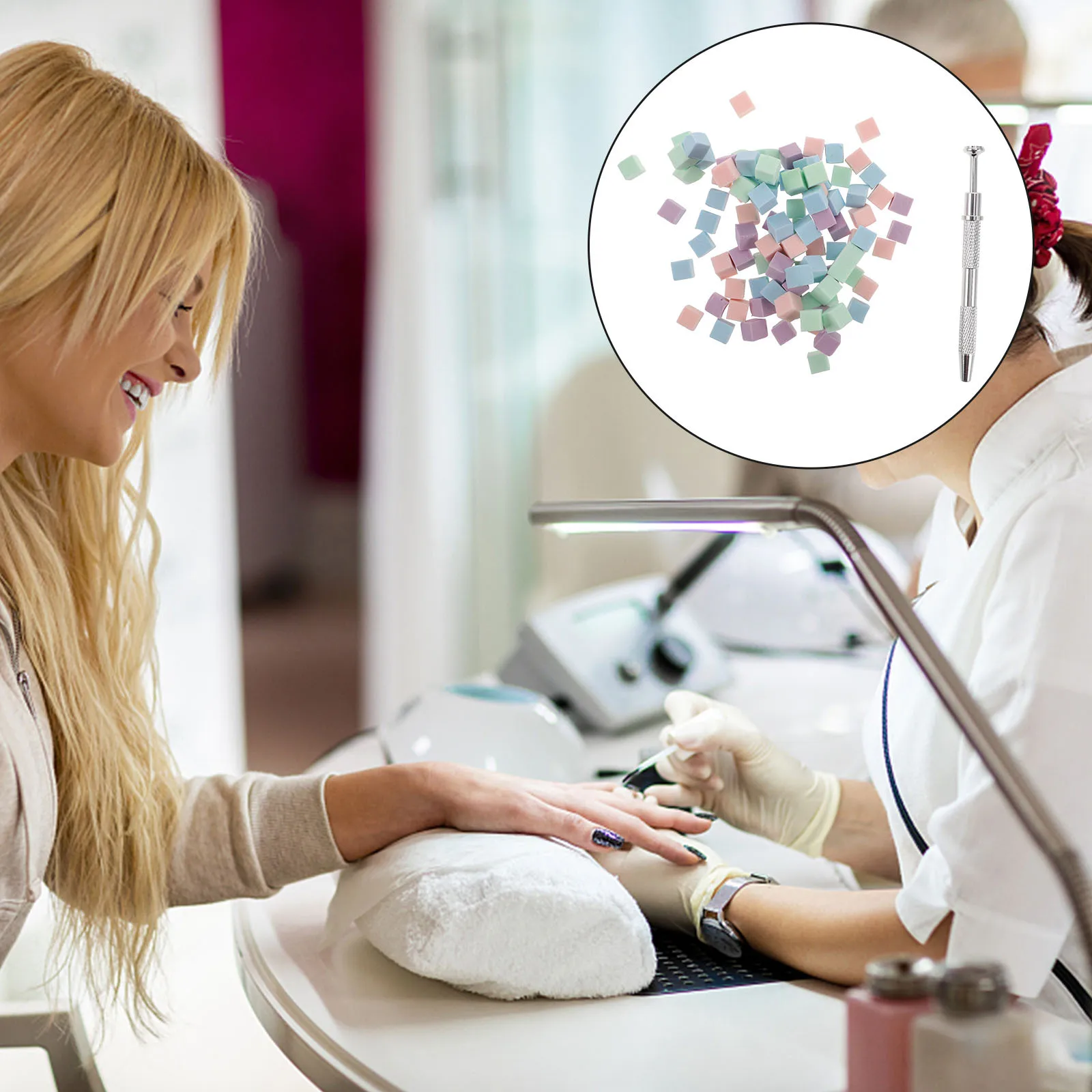 

Nail Sponge Gradient Tool Set Colorful Small Square Sponges Grabber Pen for Quick Gradient Nail Art and Blush Application