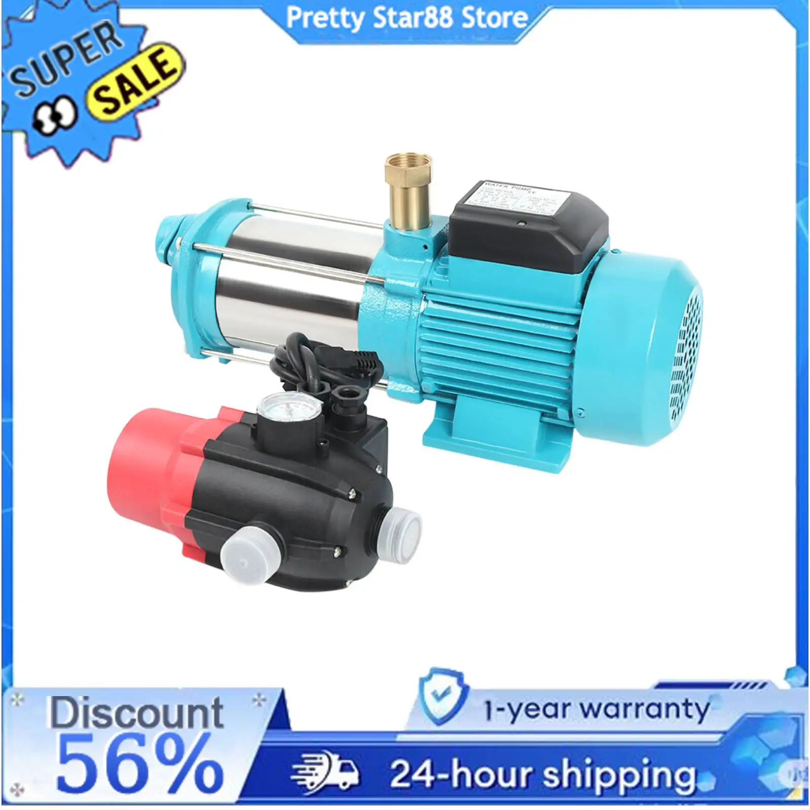 Pompa centrifuga autoadescante in acciaio inossidabile da 1,3 kw pompa di erogazione dell'acqua portatile DC per l'irrigazione di fattorie e laghetti