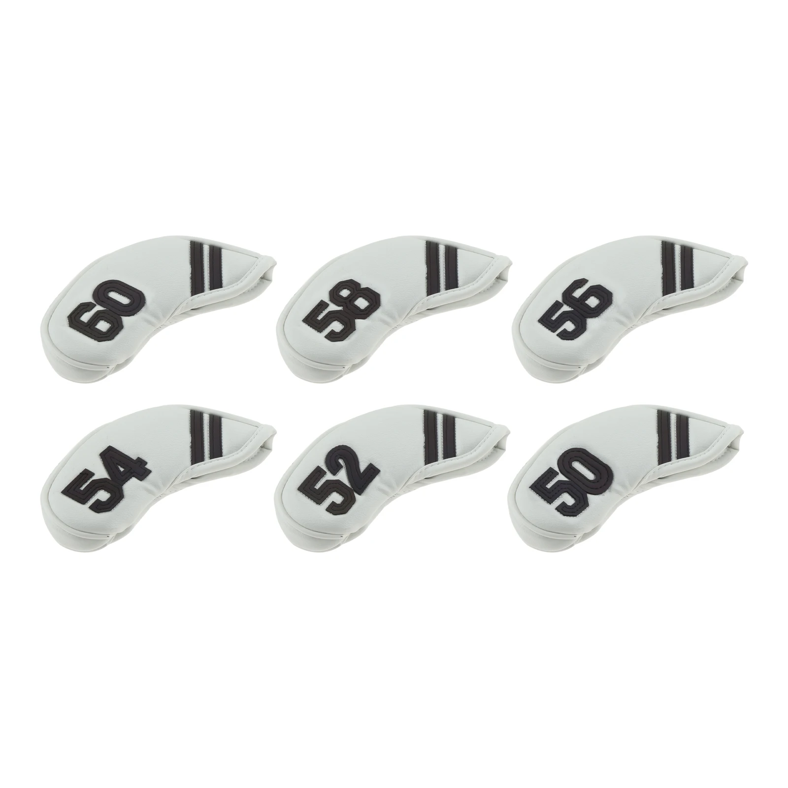 Black/White 10Pcs PU Leather Golf Iron Club Heads Cover 4 5 6 7 8 9 P A S X or 6Pc Golf Wedges Headover Degree 50 52 54 56 58 60