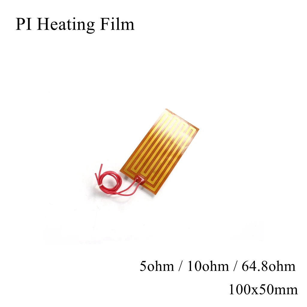 100x50mm 5V 12V 24V 110V 220V PI Heating Film Polyimide Adhesive Electric Heater Plate Panel Pad Mat Fuel Foil Oil Engine Tank