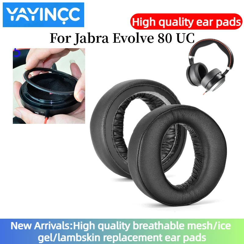 

YAYINCC Replacement Protein skin memory sponge Earpads For Jabra Evolve 80 UC Ear Cushion Headphone Ear Pad