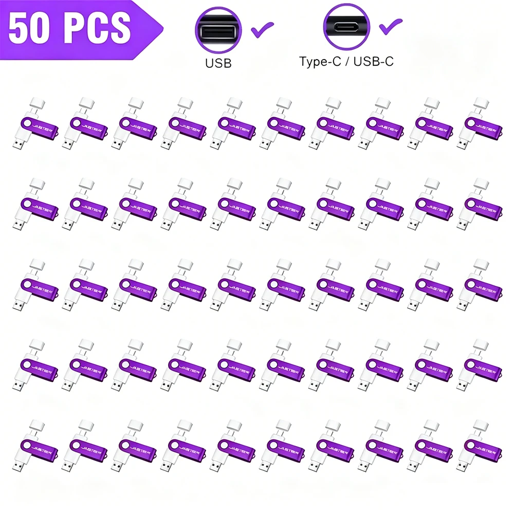 50PCS TYPE-C USB3.0 Plastic USB Flash Drive 128GB Free Custom Logo Memory Stick 64GB Black Pen Drive 32GB Creative Gift U Disk