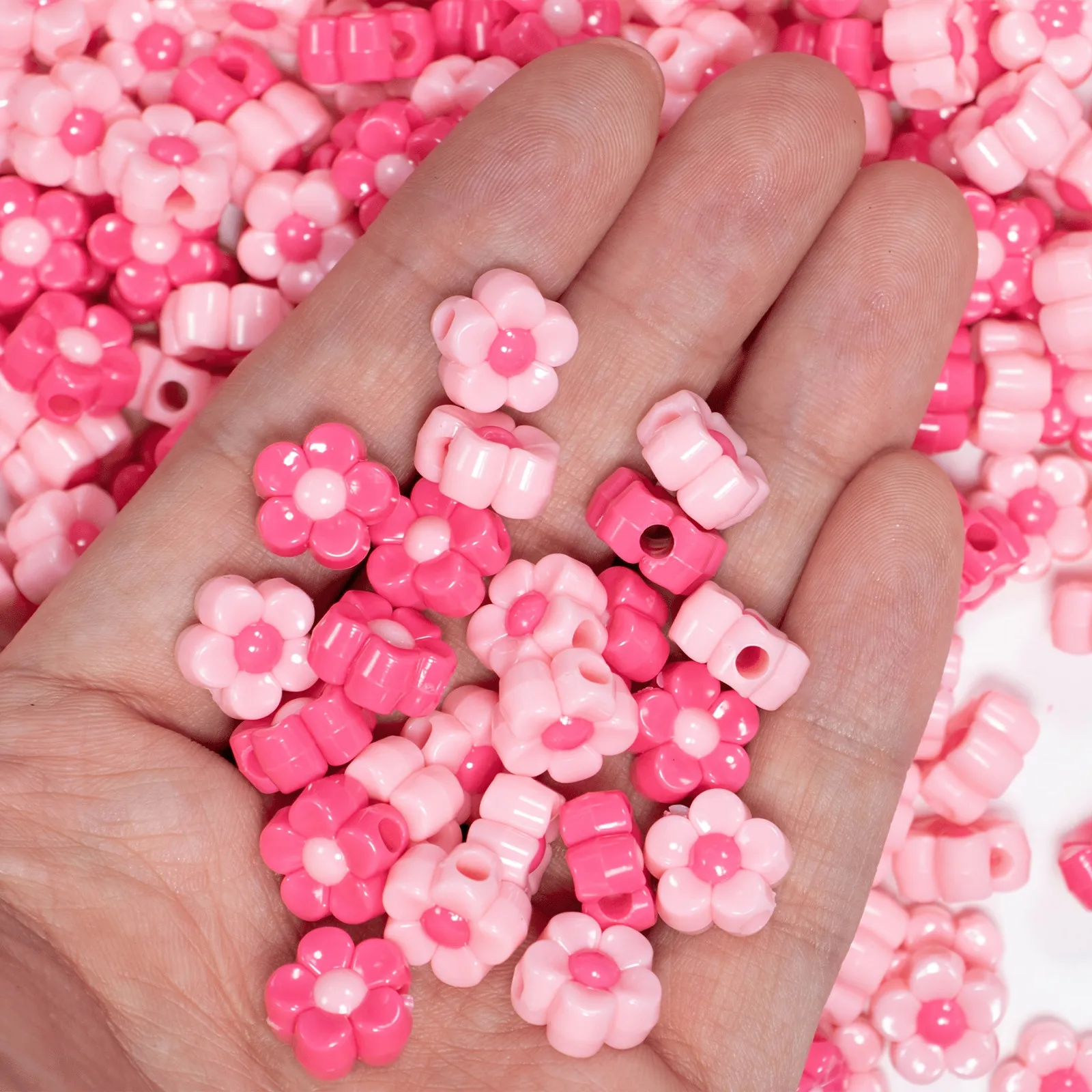 12 mm, 48 Stück, rosa, rosafarben, Blumen-Acrylperlen, gemischte Farben für die Schmuckherstellung, DIY-Paar-Armband, Halskette, Kunsthandwerk – Detail 2