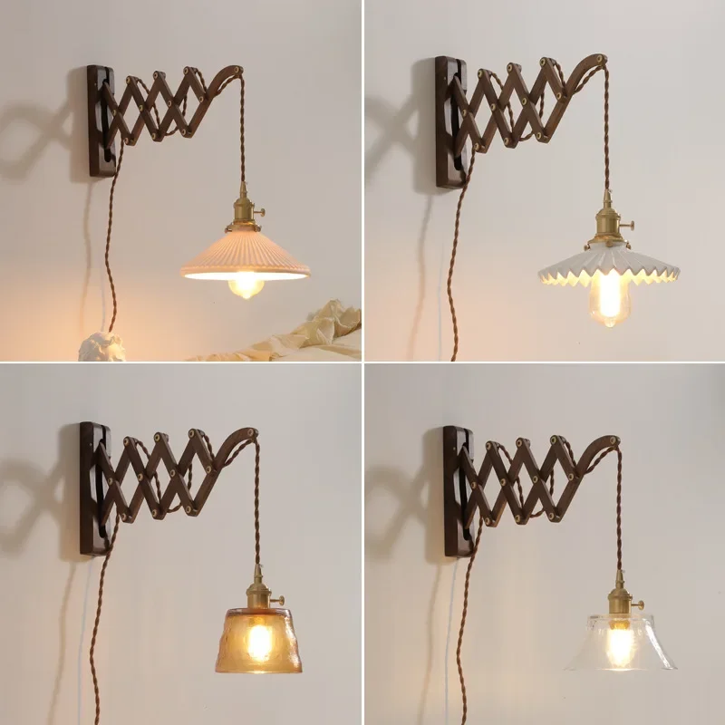 Walnut Copper LED Wall Lights Fixtures Balcony Bedroom Living Room Home Decor Modern Bedside Lamp Applique Da Parete