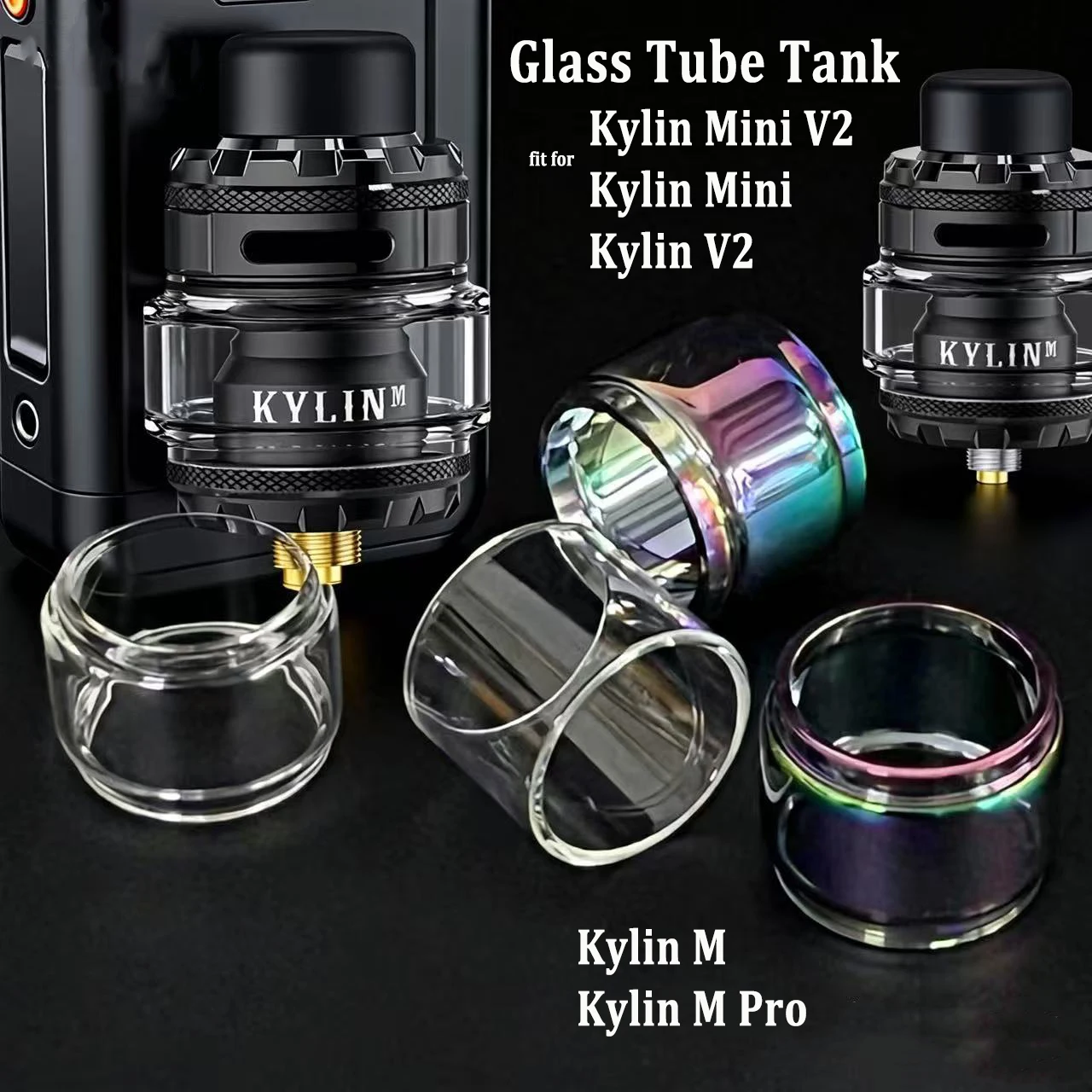 10/5/2 قطعة كيلين واضح قوس قزح أنبوب زجاجي ل فاندي Vape كيلين Mini V2 كيلين م برو خزان البخاخة RTA السجائر الإلكترونية أنبوب زجاجي خزان