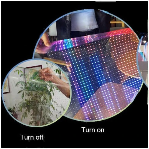 Flexible Transparent LED Film Advertising LED Display Adhesive Super Slim Led Screen