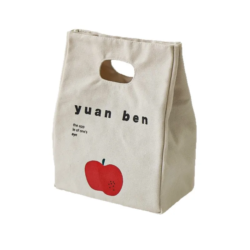 LTT canvas Japanese simple bento bag large lunch box bag insulated bag thickened aluminum foil to keep fresh
