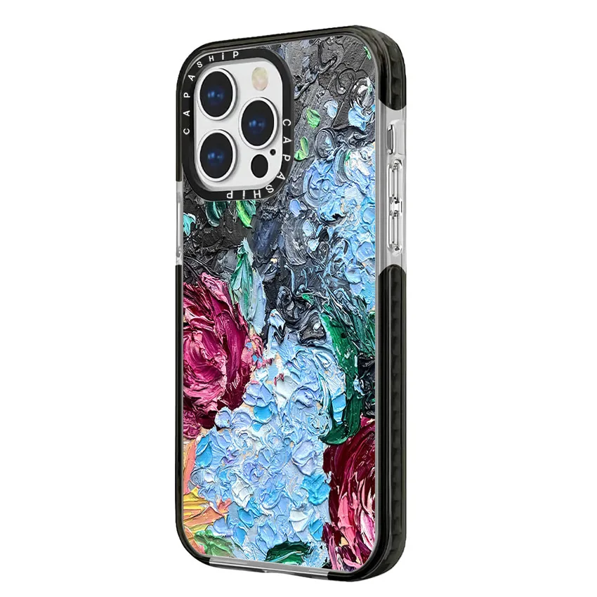 Abstract Oil Painting Flower Case For iPhone 15 14 13 12 11 Pro X XS XR Max 7 8 Plus SE 2020 2022 Soft TPU Shockproof Back Cover