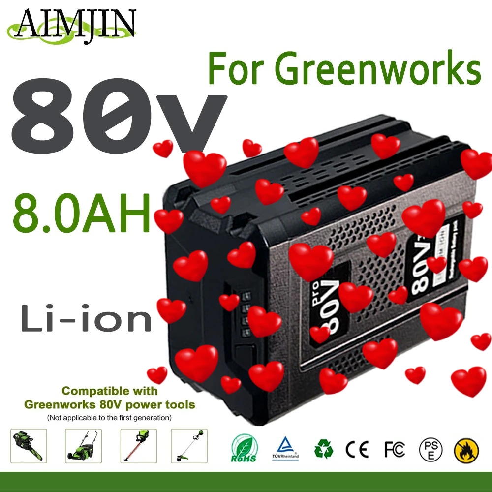 

GBA80400 Applicable Greenworks 80V Rechargeable Battery 6.0/8.0/10Ah Li-ion Battery for GBA80200 GBA80250 GBA80250 GBA80500
