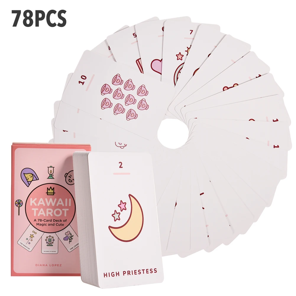 Jeu de cartes de tarot Kawaii pour enfants, jeu de société mignon, avec guide PDF, pour les fêtes de famille, nouvelle collection