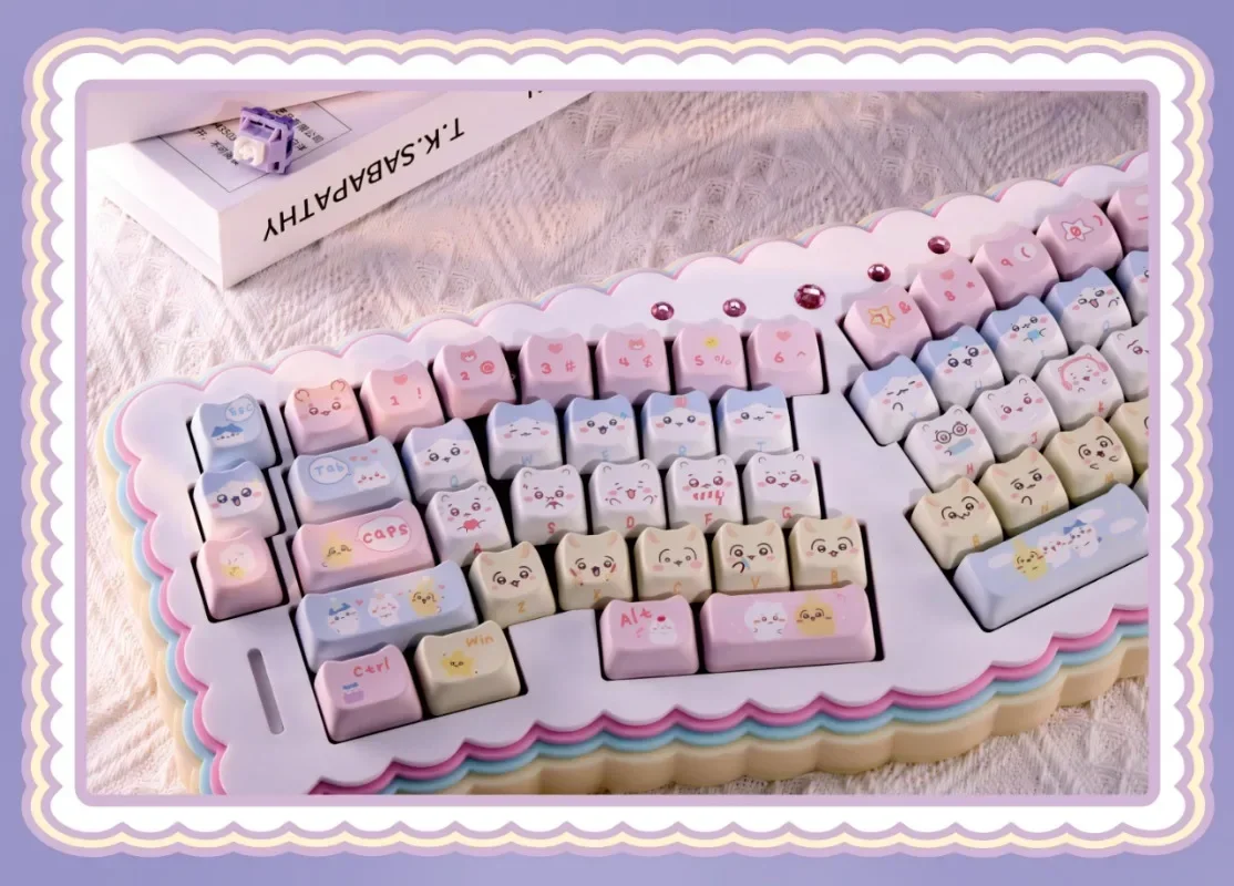 Cute Alice Mechanical Keyboard Acrylic Butter Stacking Kit Wireless 3mode Gasket Hot-Swap RGB Custom Gaming Spring Keyboard Gift