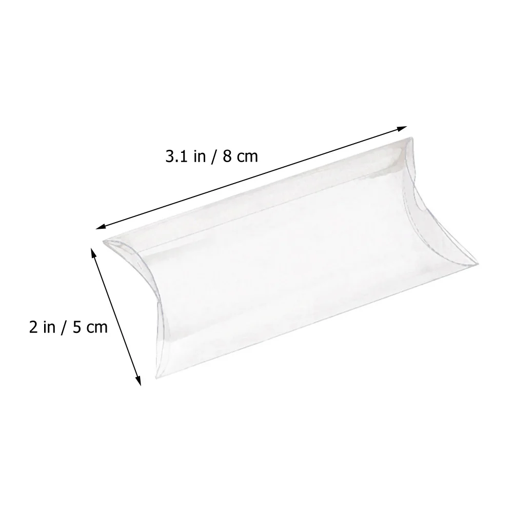 50Pcs Pillow Box Clear Plastic Organizer Bins Candy Packaging Cases Packing Boxes Gift Card Bride Wedding Christmas Party Favors