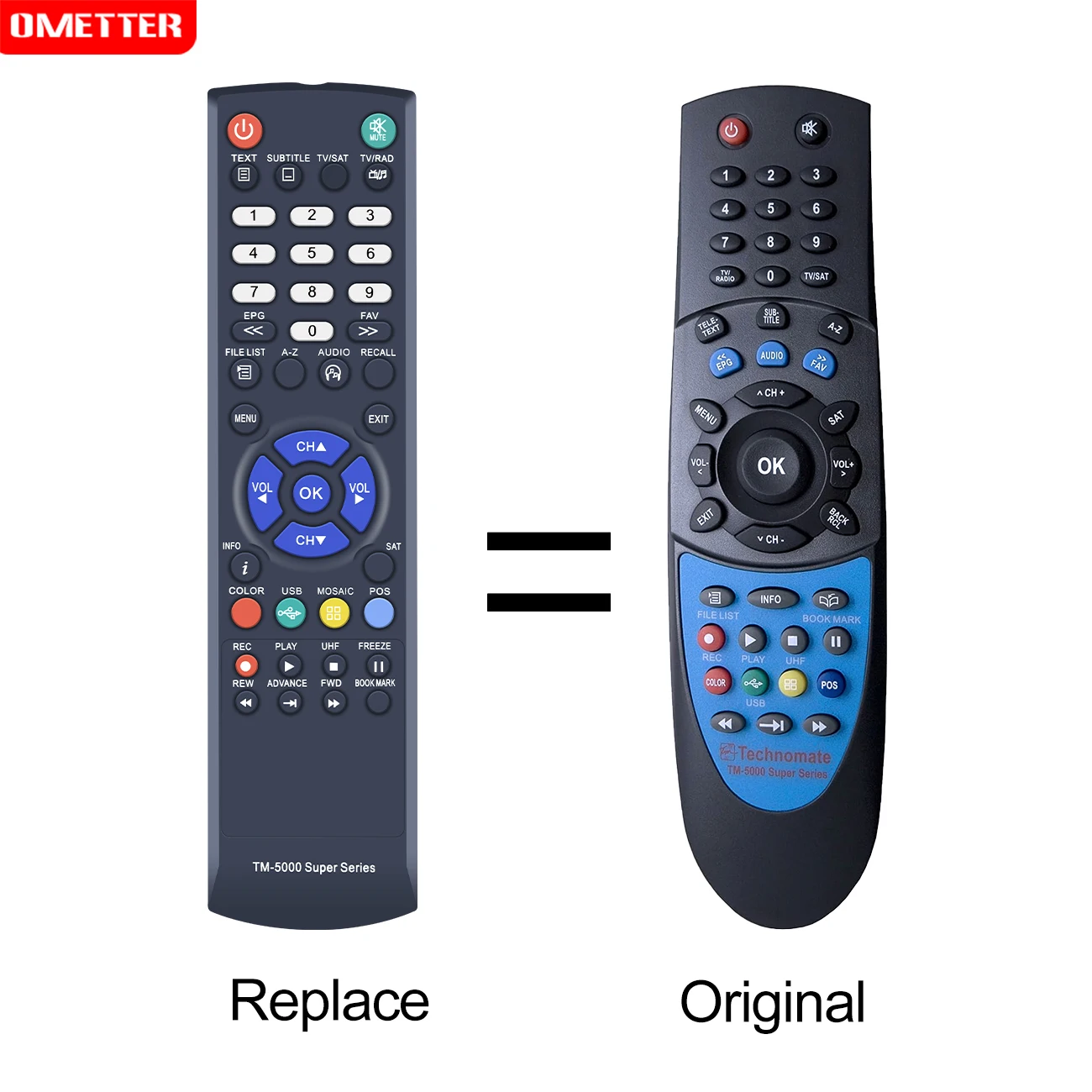 TM-5000 Remote Control for Technomate Digital Satellite Receiver TM-5200D M2 USB Super+,TM-5300D TM-5600 C1 USB Super+,TM-5400