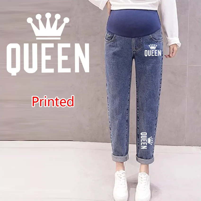 

Брюки для беременных, одежда для беременных, джинсы, одежда с принтом королевы, одежда для беременных, брюки для кормления, свободные брюки