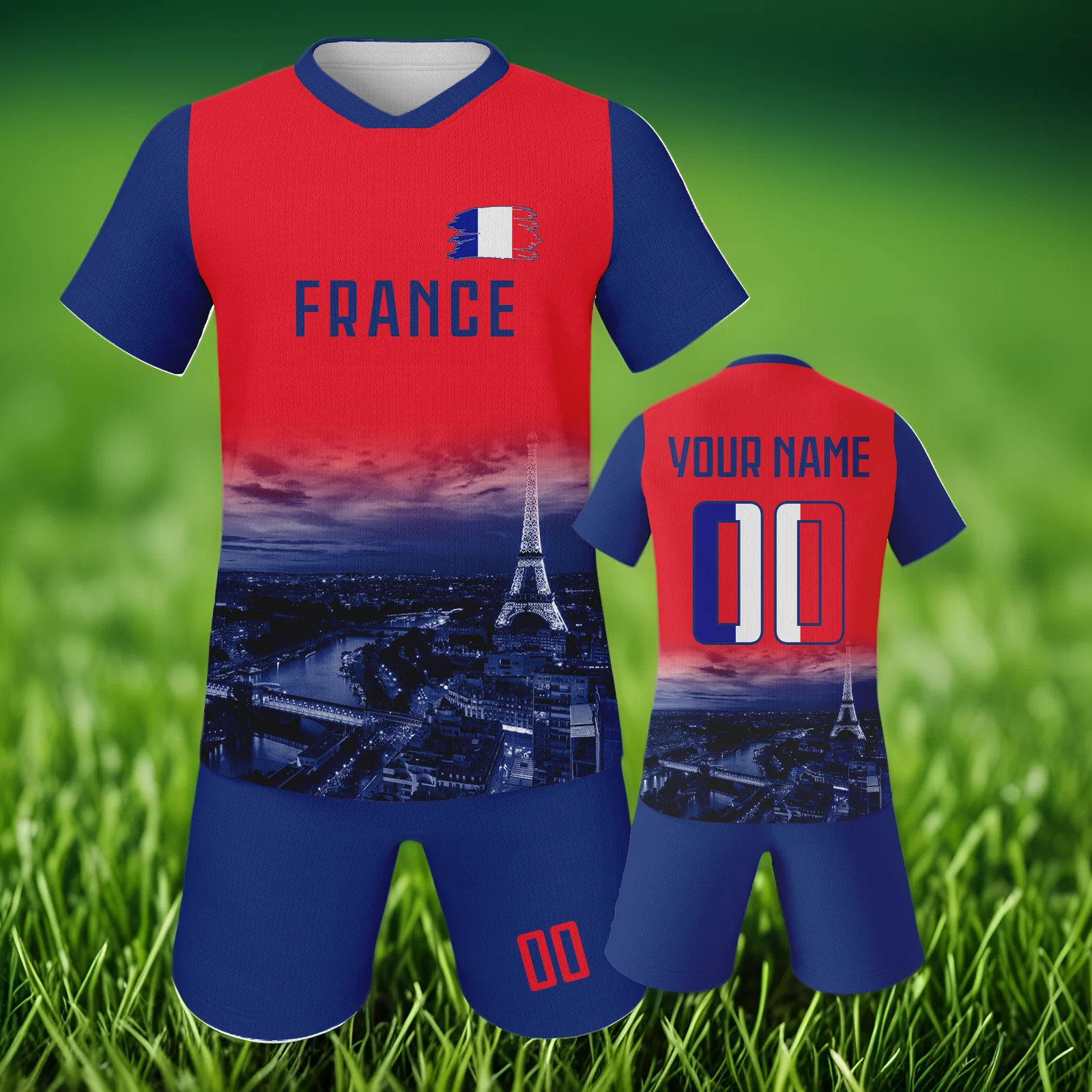 France Football Jersey For Girl Kids Football Sets College Soccer Athlete Training Uniforms City Edition Free Custom Name number