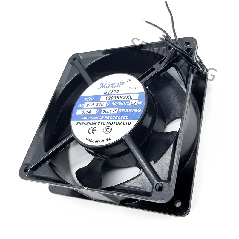 New For Maxair 12CM Fan 12038S2XL BT220 120*120*38MM AC220-240V 0.14A 22W 2-Line Sleeve Bearing Cooling