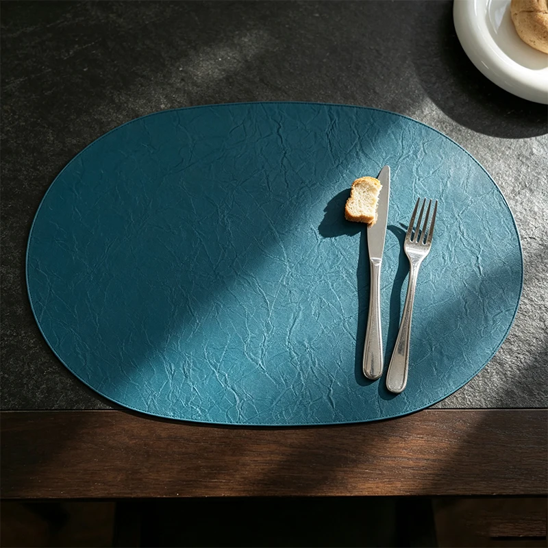 4/8/12pcs Minimalist Leather Table Placemat with Water Repellent Non‑Slip Heat‑Insulated for Kitchen Restaurant Table Setting