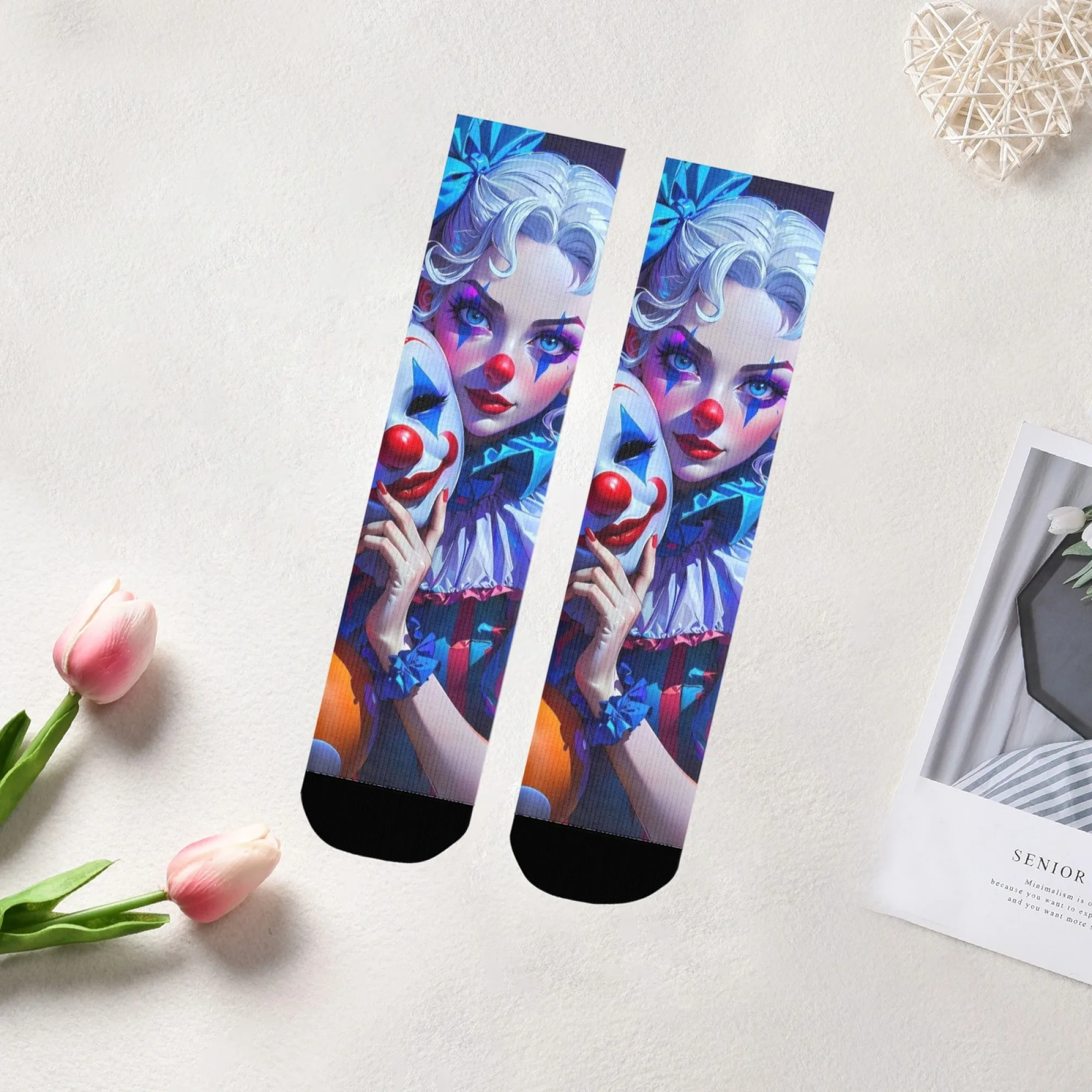 جوارب دائرية دافئة ذات طابع مهرج فني، ملابس خروج ناعمة قابلة للتنفس، مثالية للحفلات، هدايا مجنونة، ملابس رياضية خارجية يومية