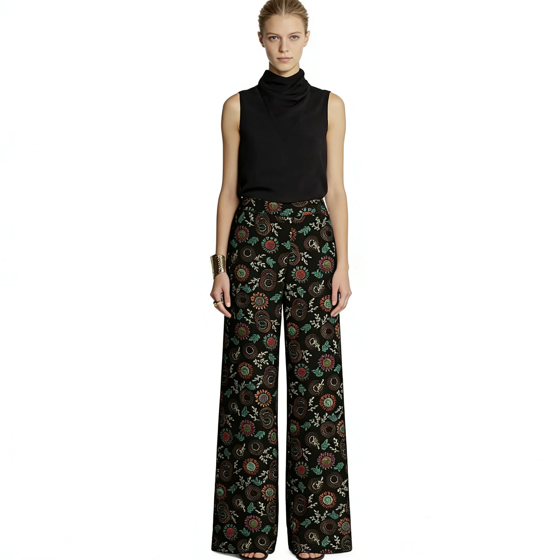 

Women's Ankara Outfit Tailored Original Design Wide Leg Pants Female African Print Couture Bottoms Party Costume